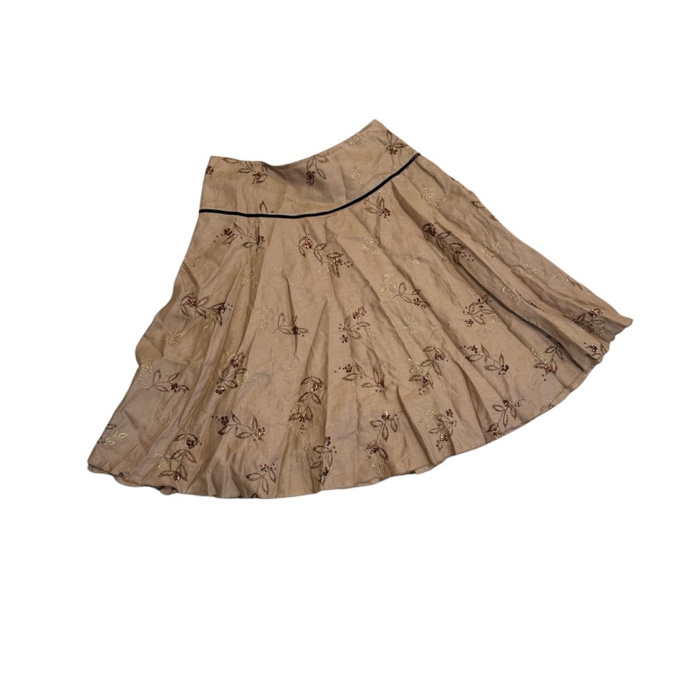 Nine West Tan A-Line Skirt with Floral Pattern